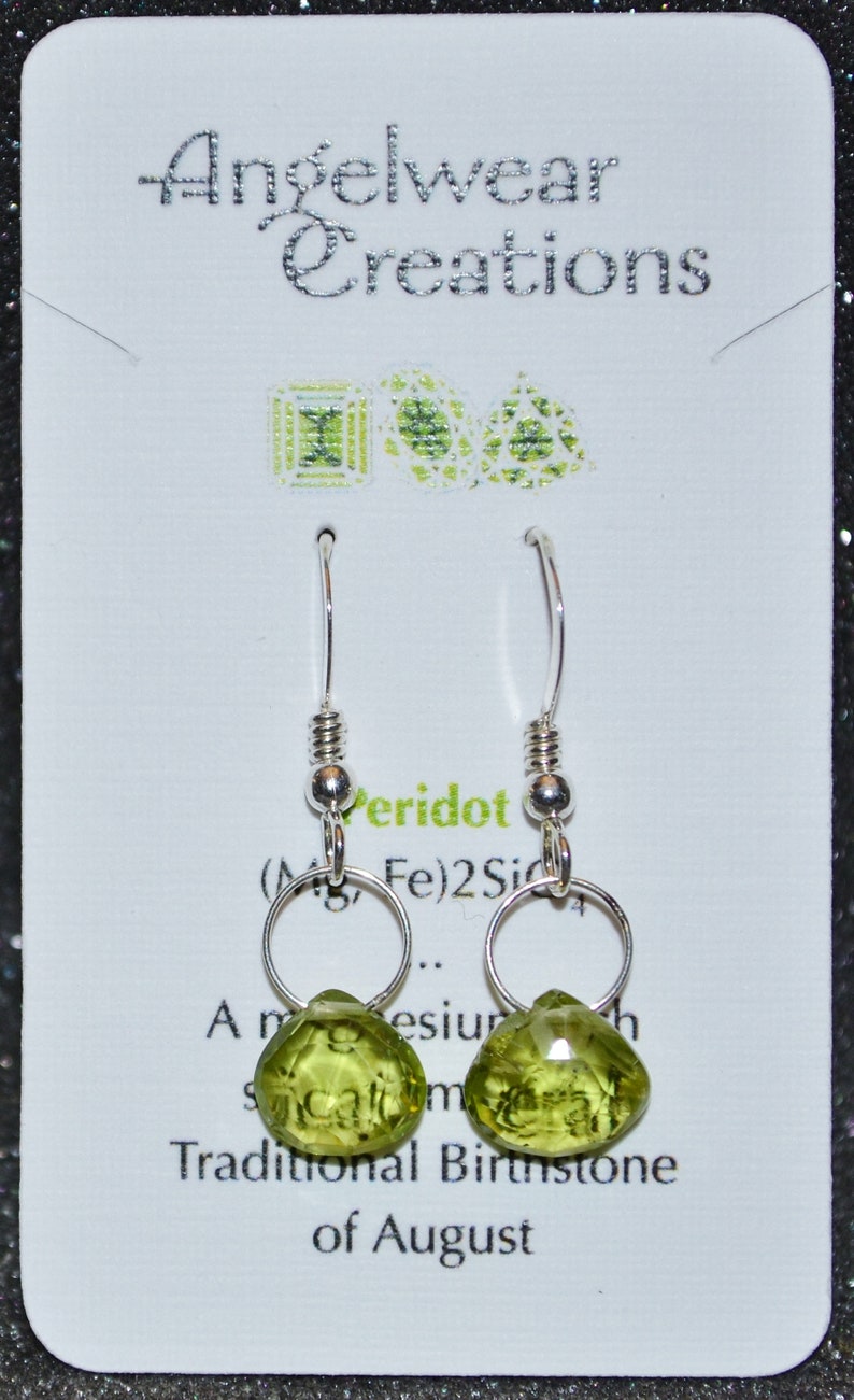 Hook Or Lever Back You Choose Dainty minimal simple green August birthstone in silver Genuine Peridot Larger Faceted Briolette Earrings