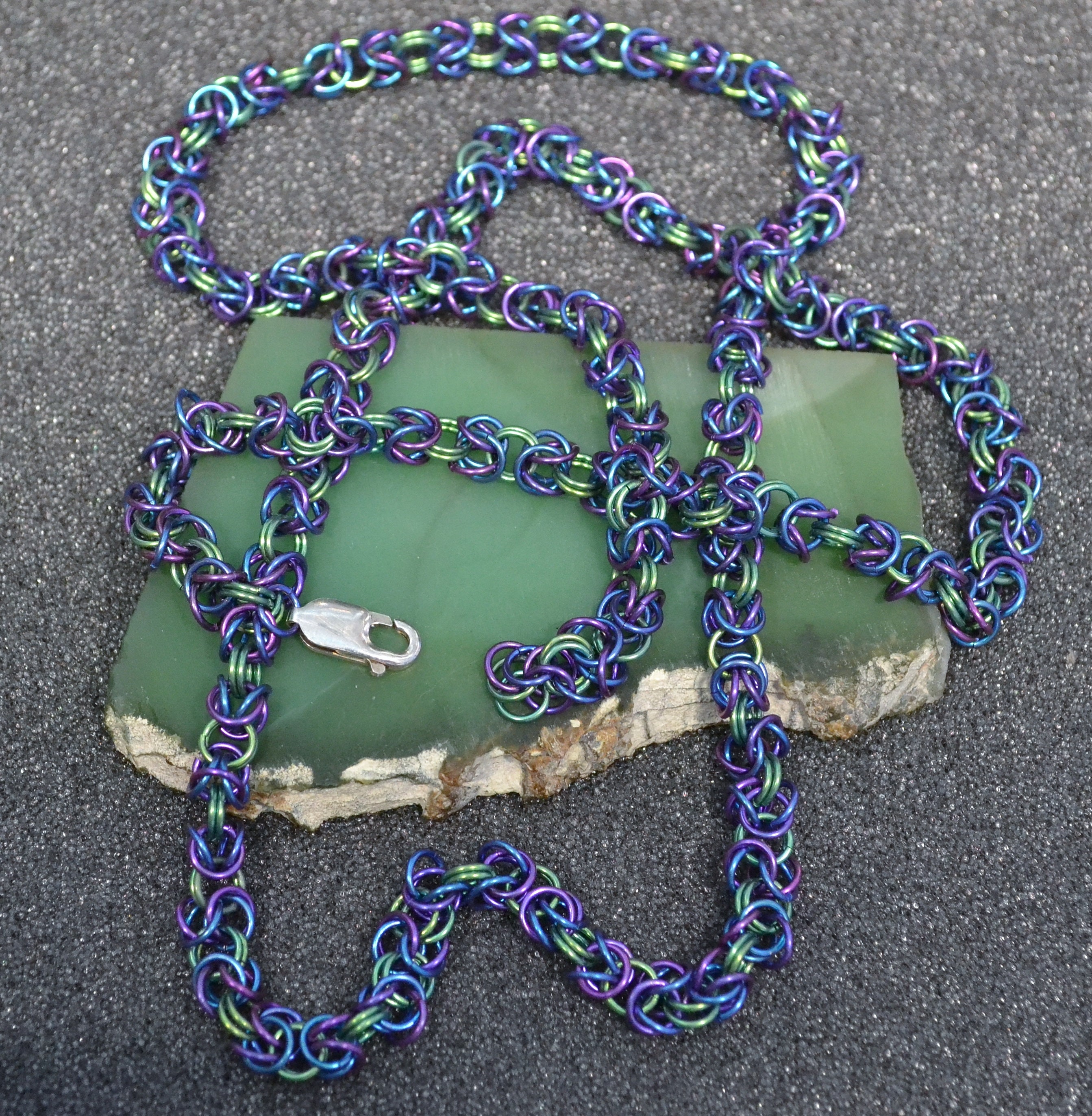 Blue Green Purple Niobium Byzantine or Box Chain Necklace - Pick