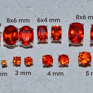 Genuine Orange Mexican Fire Opal Stud Earrings -Choose a size! Sterling silver October birthstones, non plated, no nickel and hypoallergenic