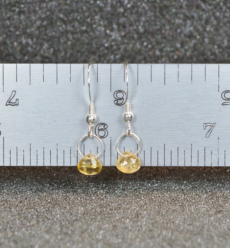 Genuine Imperial Topaz Faceted Briolette Earrings Dainty minimal simple November birthstones in silver. Hook Or Lever Back You Choose