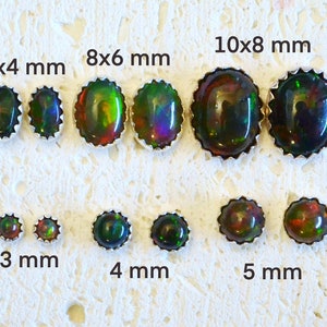 Genuine Black Opal Cabochon Stud Earrings - Choose a size!  Sterling silver and rainbow October birthstone, no nickel and hypoallergenic.