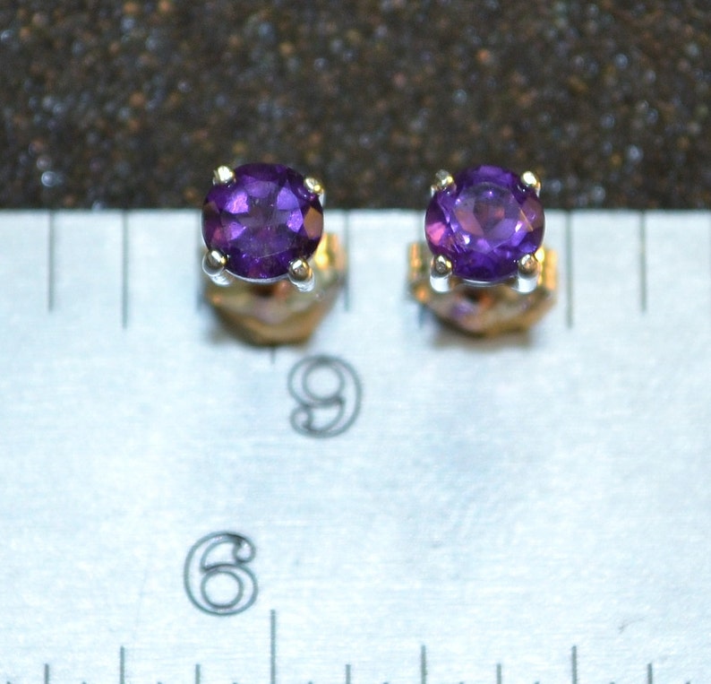 Genuine Amethyst Stud Earrings Choose a size Sterling silver purple February birthstones, post earrings, no nickel and hypoallergenic. image 6