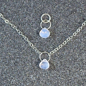 Genuine Lavender Chalcedony Faceted Briolette Necklace Or Pendant, You Choose! Dainty minimal simple layering lavender gem in sterling.