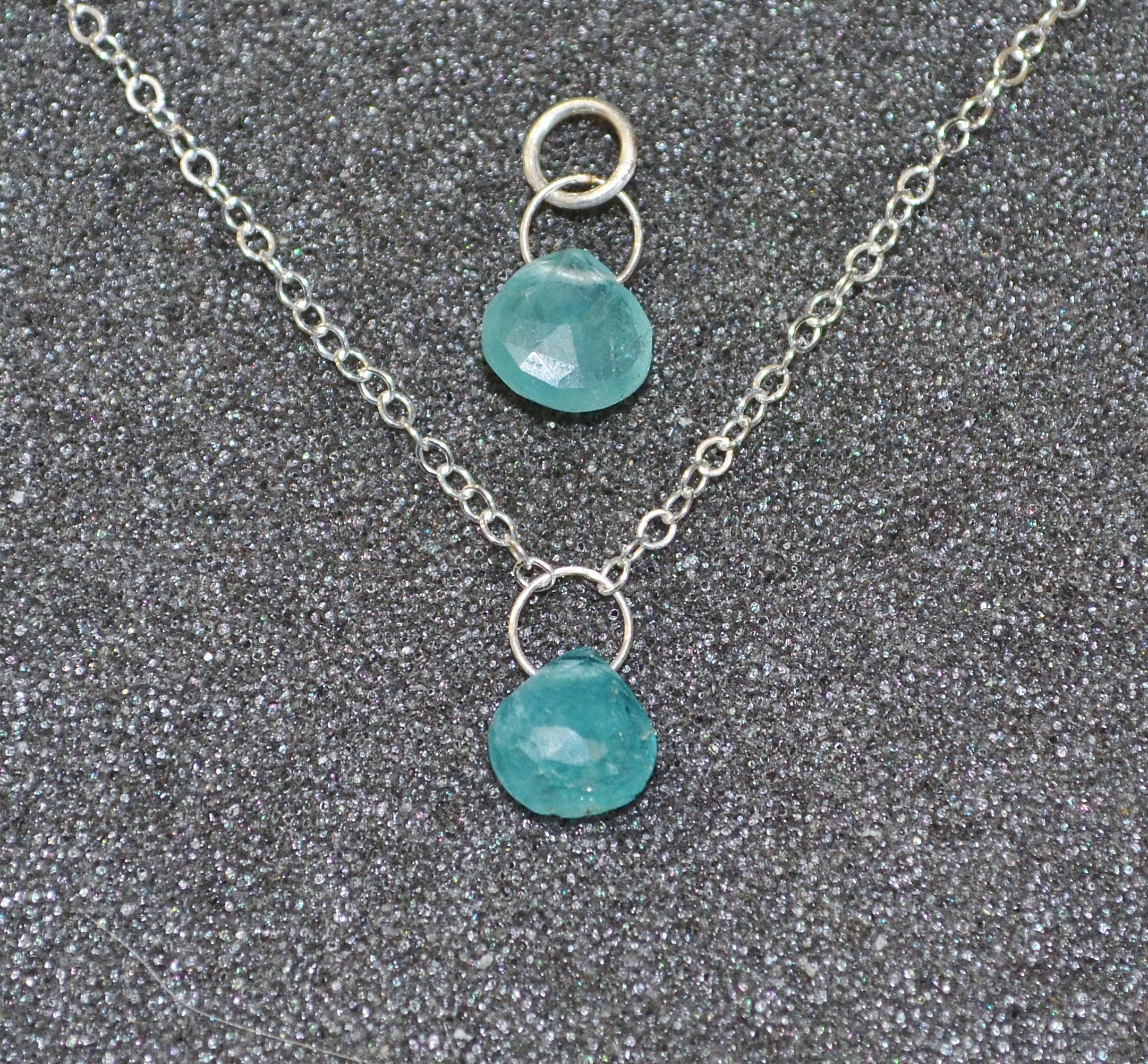 Genuine Grandidierite Faceted Larger Briolette Necklace Or Pendant, You Choose! Dainty minimal simple layering blue/green gem in sterling.