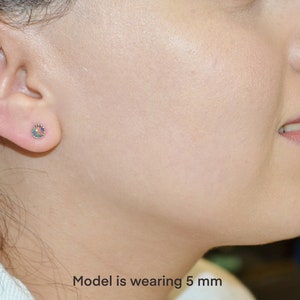 Genuine Opal Triplet Stud Earrings Choose a size Sterling silver and October birthstones, post earrings, no nickel and hypoallergenic. image 2