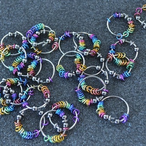 Niobium 1/2" (12 mm) "Pride" Hoop Earrings - A Whole Rainbow! 20g. LGBTQA jewelry, nickel-free and hypoallergenic.