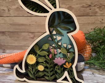 Rabbit DIY Kit, Farmhouse decor. Wood blank kit. Paint Party idea, Garden Bunny,