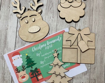Christmas Ornaments DIY kit, Home Fun Paint Kit for the family, Kids Kit, Family Night idea, Home Decorations.