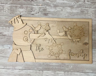 Snowman Family Sign, Winter Cutout, Wood Blank, Snowman Cutout, Snowman wood Blank, wood cutout, wood blank,