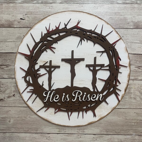 He is Risen Sign, Easter Wreath Sign, Easter Cross, Spring Wreath sign, Wreath attachment, DIY, wood blank he is risen, Matthew 28:6, Bible