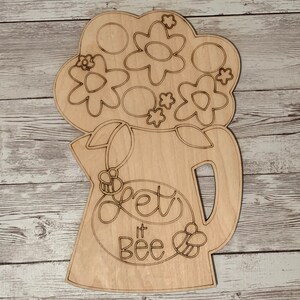 Let it bee wood blank, Easter Door Hanger DIY sign, Spring Door Decor, Honey Bee Summertime