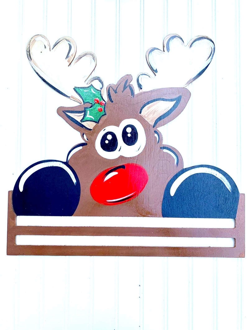 Reindeer Rail, Christmas Door Hanger, Reindeer Door Hanger, Rail image 1