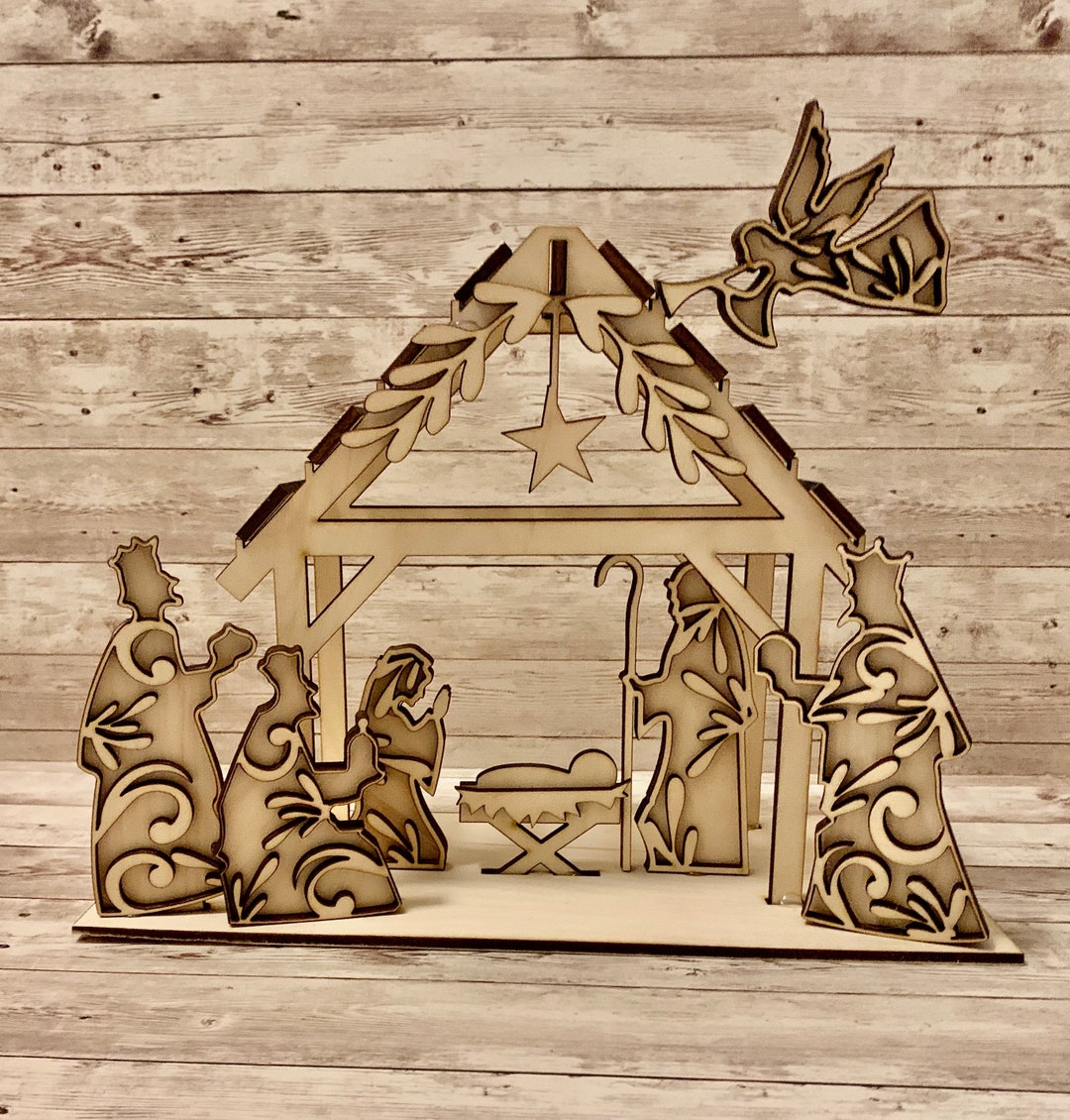 Manger Scene Cutout Christmas Wood Blank Christmas Wood - Etsy