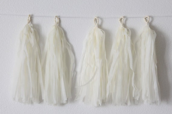 Tissue Paper Tassel Garland DIY KIT-Cream Party Decor-Cream Paper Tassels-Prom Party Garland-Birthday Party Decor-Photo Prop Tassels Il_570xn