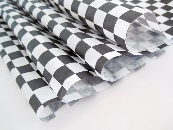 Wax Paper-50 Sheets of Black and White Checkered Wax Paper-Deli Sandwich Wrap-Box and Tray Paper Liners-Black Plaid Wrapping Paper 12" x 12" Il_570xn