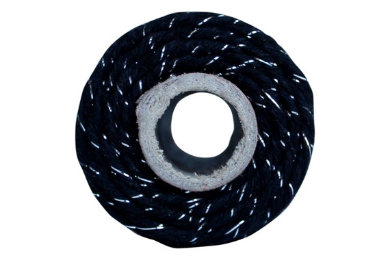 Thick 12 ply Black and Metallic Silver Bakers Twine-100 yard spool-100% cotton Bakers Twine-Silver Shimmer Twine-Boho Wedding Favor Twine Il_570xn