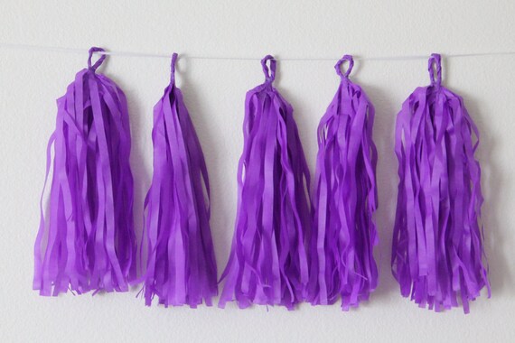 Tissue Paper Tassel Garland DIY KIT-Purple Party Decor-Rockstar Party Tassels-Purple Balloon Tassels-Tissue Paper Banner-Easter Garland Il_570xn
