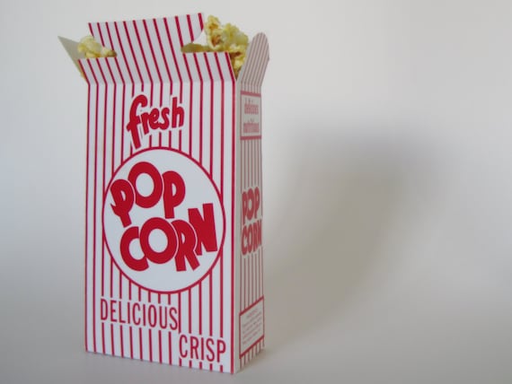 12 - Retro Red and White Pop Corn PopCorn Box Il_570xn