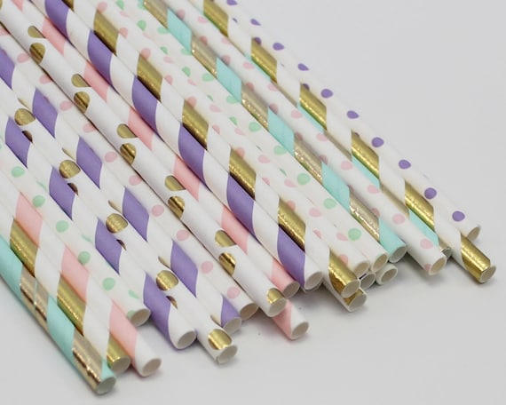 Unicorn Party, Girl First Birthday, Pastel Paper Straws, Unicorn Party Decor, Pastel Baby Shower, Little Girl Birthday, Unicorn Decorations Il_570xn
