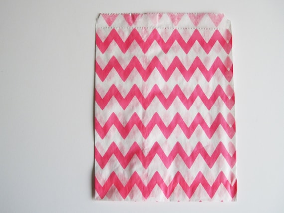 Party Favor Bags-Hot Pink Chevron Snack Bags-Zig Zag Party Favor Sack -Wedding Gift Bag-Chevron Birthday Treat Bag-Fuchsia Goodie Bag Il_570xn