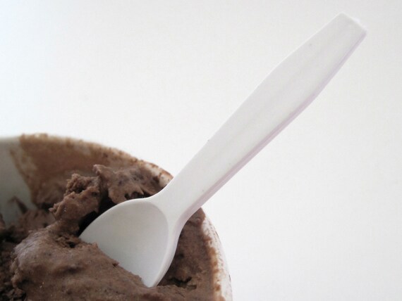 100 White Mini Plastic Taster Spoon - perfect for Ice Cream Il_570xn