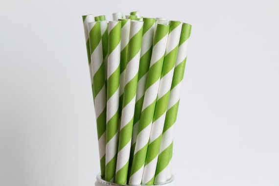 Lime Green Striped Paper Straws-Lime Green Straws-Striped Straws-Party Straws-Mason Jar Straws-Wedding Straws-Shower Straws-Paper Straws Il_570xn