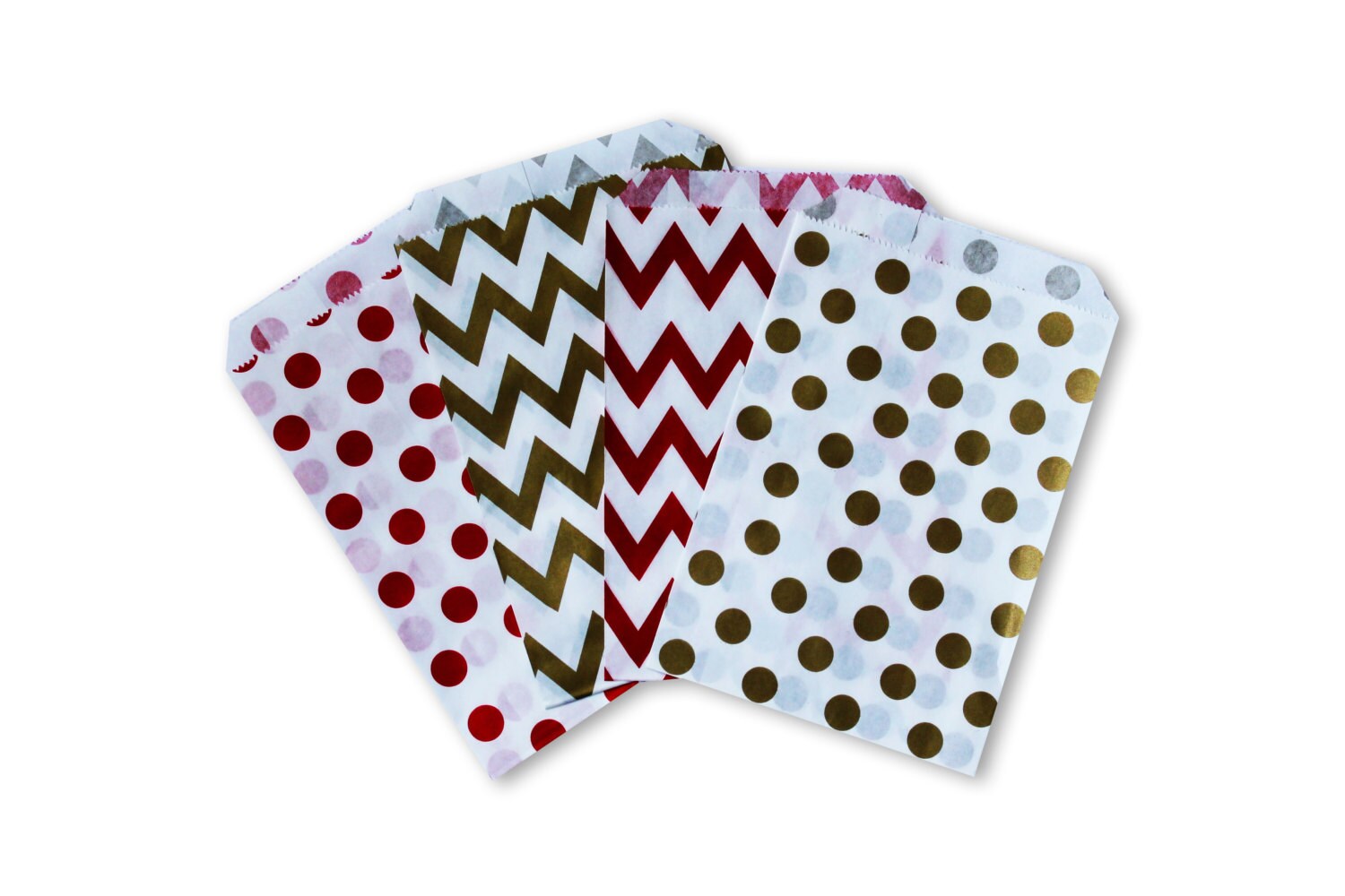 Set of 12 Party Favor BagsRed Chevron Snack BagsGold Polka Etsy