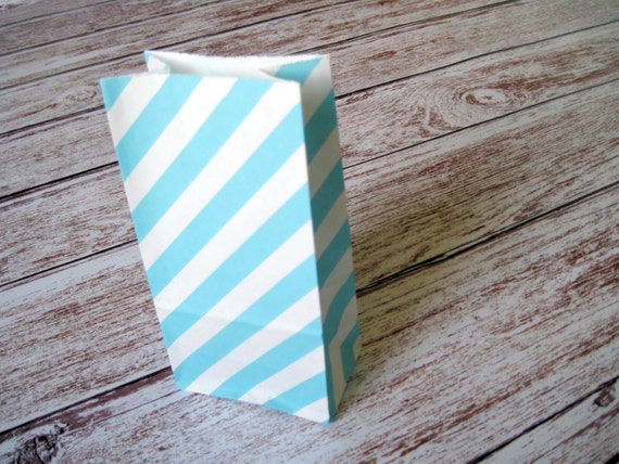 Party Favor Bags-10 Robins Egg Blue Striped SMALL Lunch Sack-Blue Party Favor Bags-Wedding Gift Bag-Birthday Treat Bag-Blue Goodie Bag Il_570xn