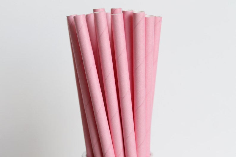 Pink Solid Paper StrawsPink StrawsParty StrawsWedding Etsy