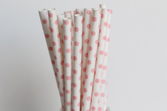 Light Pink Small Polka Dot Paper Straws-Pink Straws-Polka Dot Straws-Wedding Straws-Shower Straws-Party Straws-Fairy Party-Cake Pop Sticks Il_570xn