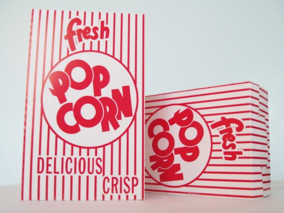 25 Retro Popcorn Boxes-Red Pop Corn Box-Party Favor Box-Red and White Popcorn Box-Circus Popcorn Box-Carnival favor Boxes Il_570xn