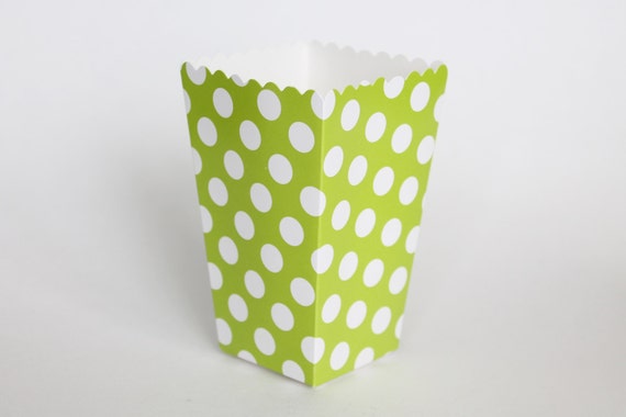 Green Polka Dot Popcorn Box-Pop Corn Scoop-Green Favor | Etsy