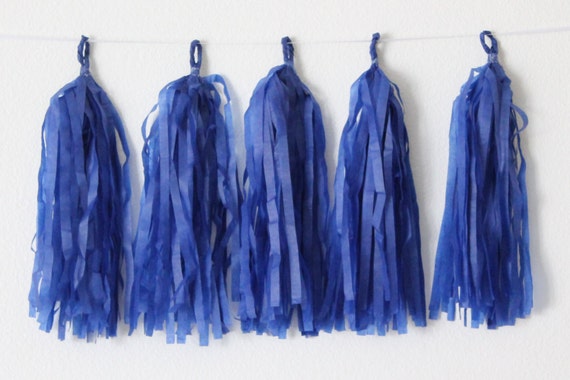 Tissue Paper Tassel Garland DIY KIT-Navy Blue Party Decor-Cowboy Party Tassels-Navy Blue Garland-Football Party Decor-Navy Paper Banner Il_570xn