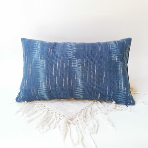 Chiang Mai Hand Woven Soft Cotton Blue Pillow Cover Lumbar 12&quot; x 20&quot; pillow case Cushion Farmhouse decor living room cushion cover