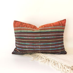 14&quot; x 20&quot; Vintage Embroidered Hmong Lumbar pillow cover Tribal Cushion Farmhouse decor living room cushion cover