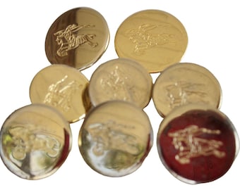 Burberrys Knight Logo Gold Tone Set of 8 Replacement Buttons for Blazer Jacket