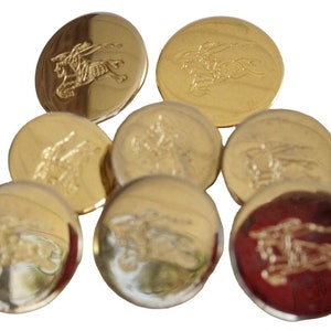 Burberrys Knight Logo Gold Tone Set of 8 Replacement Buttons for Blazer Jacket