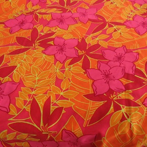 Vintage 70s Neon Pink Orange Floral S Edward Lycra Swimsuit Stretch Fabric 2 Yards • Made in the USA