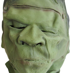 Vintage 1977 Don Post Studio FRANKENSTEIN Green Rubber Pull-Over Mask Latex USA • Halloween