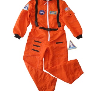 NWT Astronaut Orange Costume Youth Size 12-14 Halloween Flight Suit USA Flag NASA