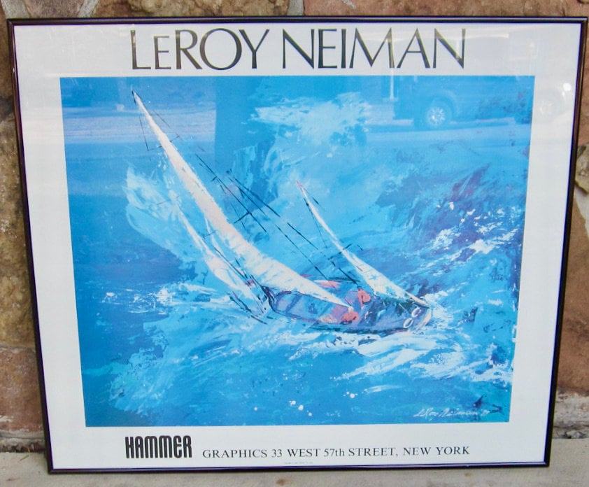 Vintage 1980s Leroy Neiman Sailing Poster Hammer Graphics New York