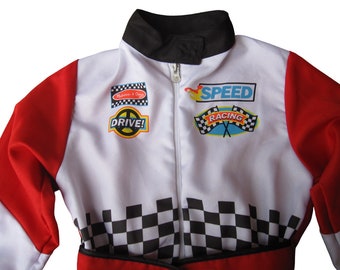 Cosplay NASCAR Fire Suit Racing Costume Kids M Melissa & Doug Red Black White