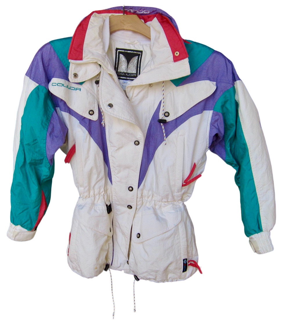 Vintage Couloir Ski Parka Jacket W Hidden Hood Neon Colorblocks Size 8 Insulated Gaper Jerry Day Etsy