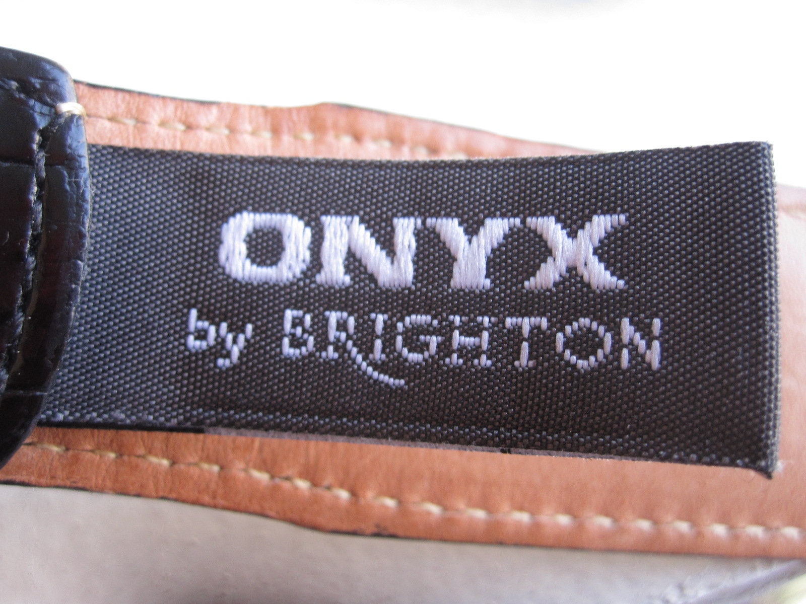 Vintage Onyx Western Belt Black Leather Croc Embossed Silver Tone Hardware L Marc Nolan Leather Belt - Black Crocskin main image 4