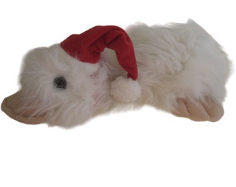 VTG 1988 Ganz Googles Duck Billed Platypus Christmas White Plush Red Santa Hat