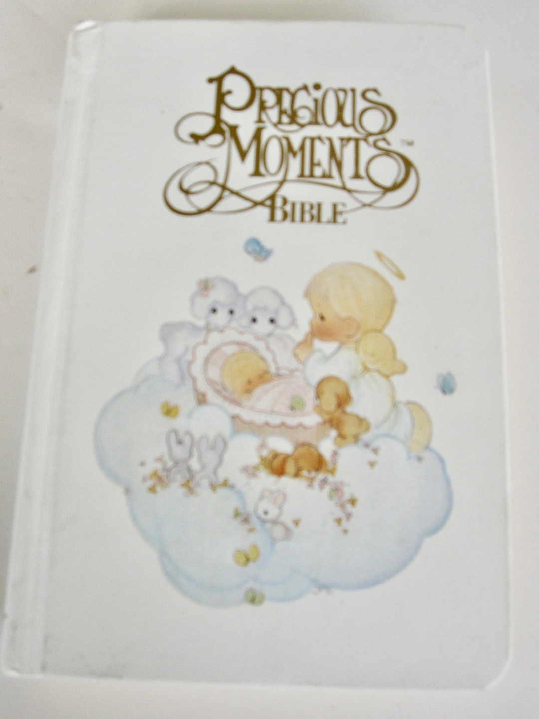 Vintage 1989 Precious Moments Bible NKJV Baby Edition White Hardcover