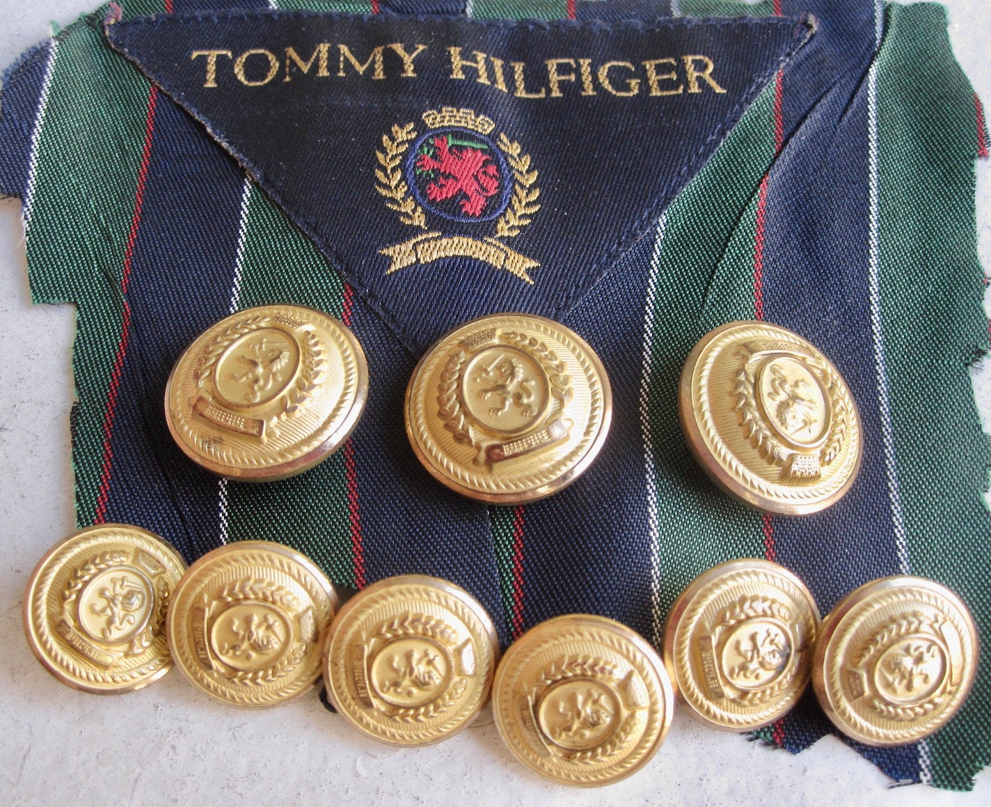 Tommy Hilfiger Gold Metal Replacement 9 Buttons Lion Crest for