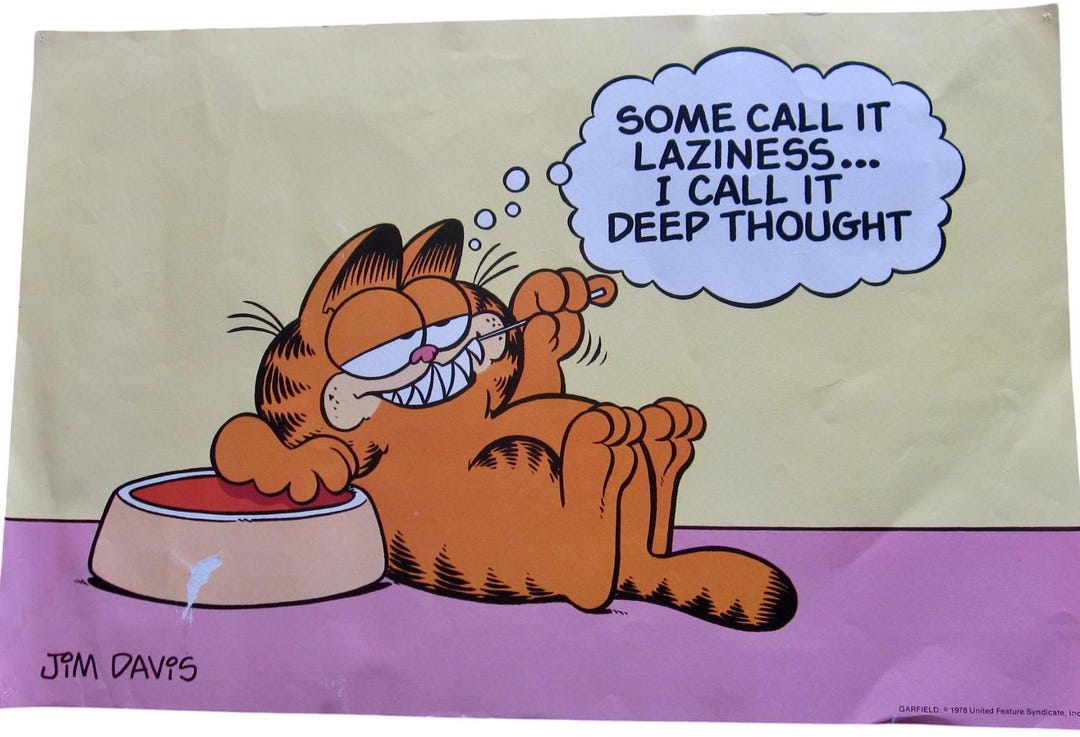 Garfield Calling Vintage 1978 Garfield Poster Some Call It Laziness ... I Call It Deep ...