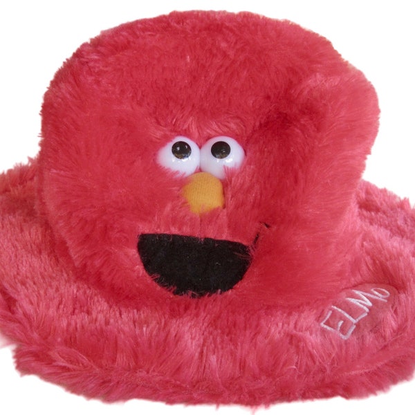 Sombrero de pescador de felpa rojo de Elmo con ojos saltones Disfraz de cosplay Halloween • Tamaño para adolescentes o adultos