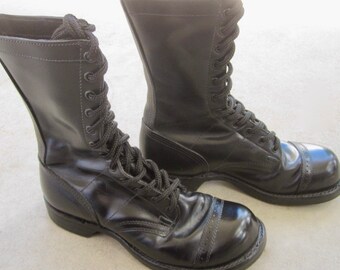Vtg Corcoran 1500 Mens 6.5 E Military Jump Boots Cap Toe Black Leather * Made in The USA